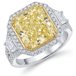 Artisan Halo Ring with Radiant Fancy Yellow Diamond – 4 ct