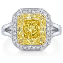 Halo Ring 14 Karat Two Tone Gold with Fancy Yellow Diamond – main view