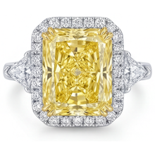 Fancy Yellow Diamond Halo Setting Ring 3-ct 14K Two Tone Gold – main view