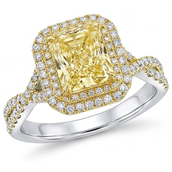 Radiant Halo Setting Ring – Fancy Yellow Diamond 4.75 ct 14K Two