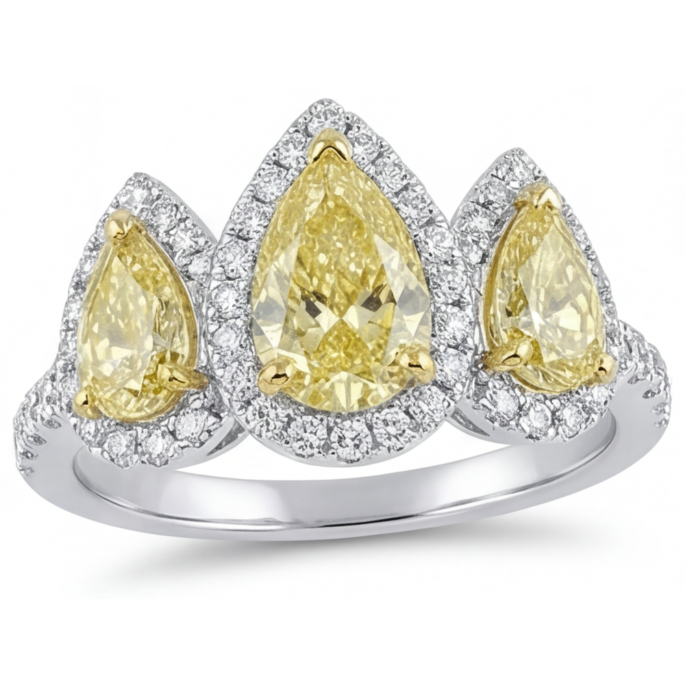 Genuine Fancy Yellow Diamond Ring 1.5 ct 14K Two Tone Gold – main view