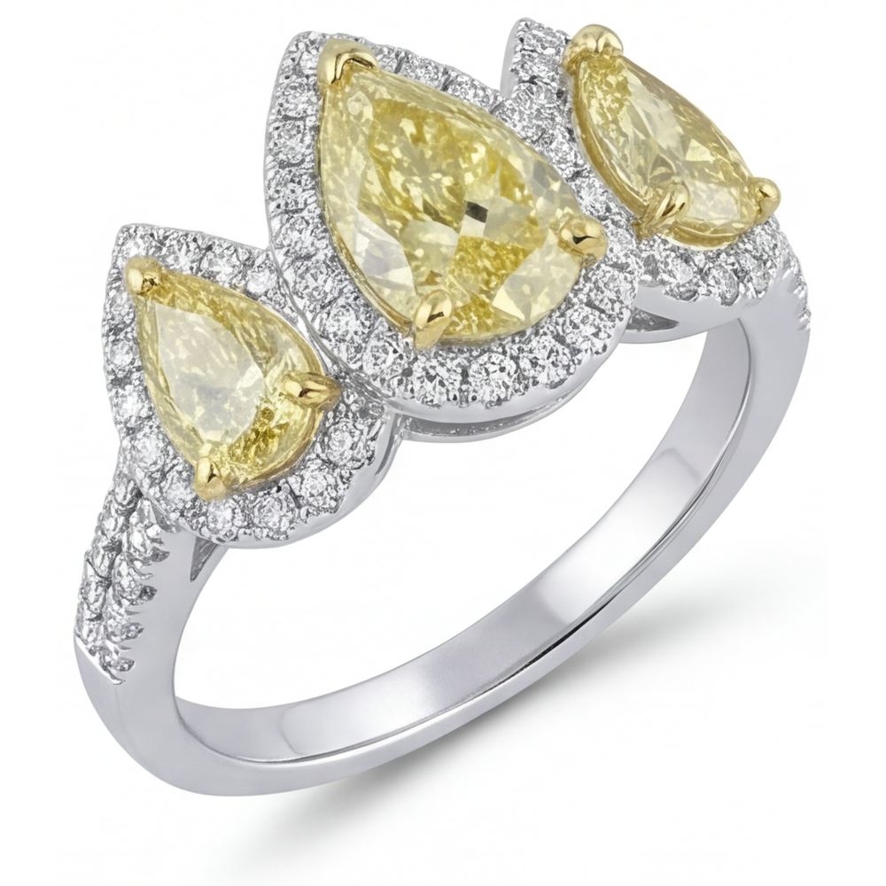 Fancy Yellow Diamond Ring 1.5-ct 14K Two Tone Gold – side view
