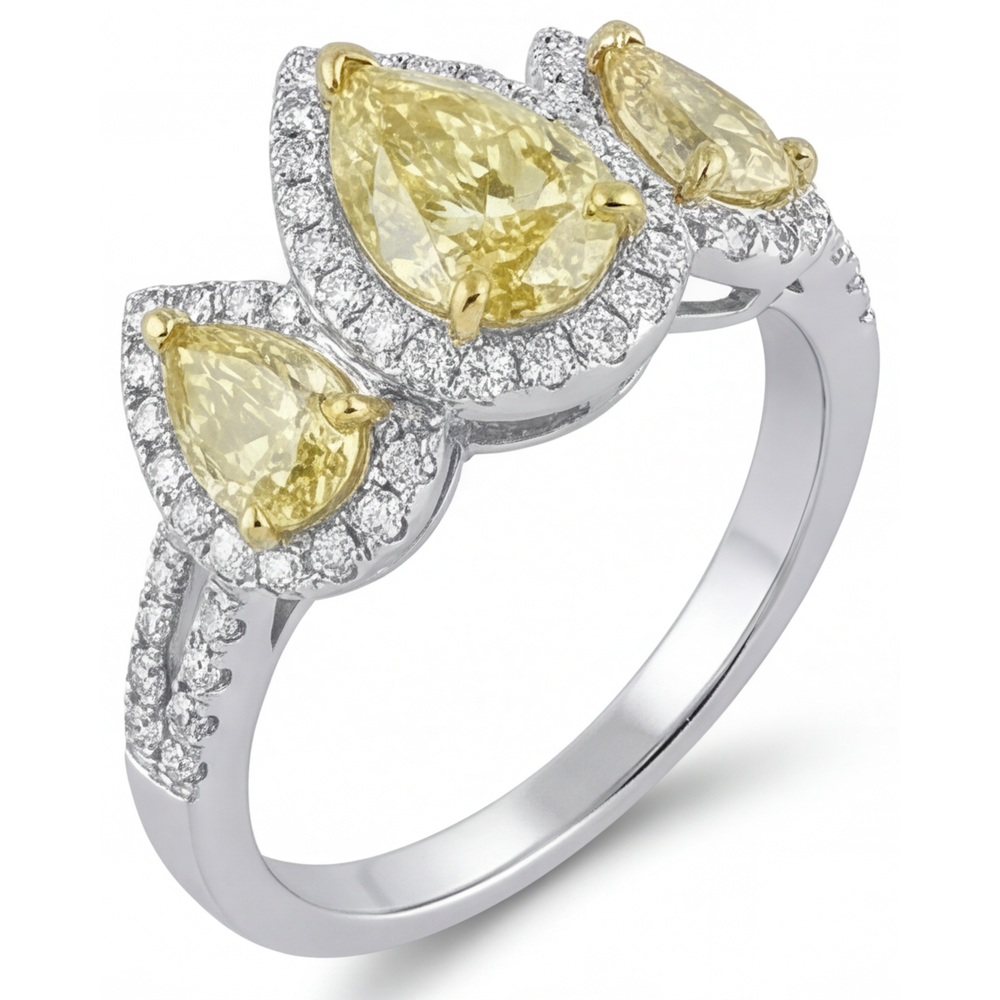 Ring 14K Two Tone Gold with Fancy Yellow Diamond – profile view
