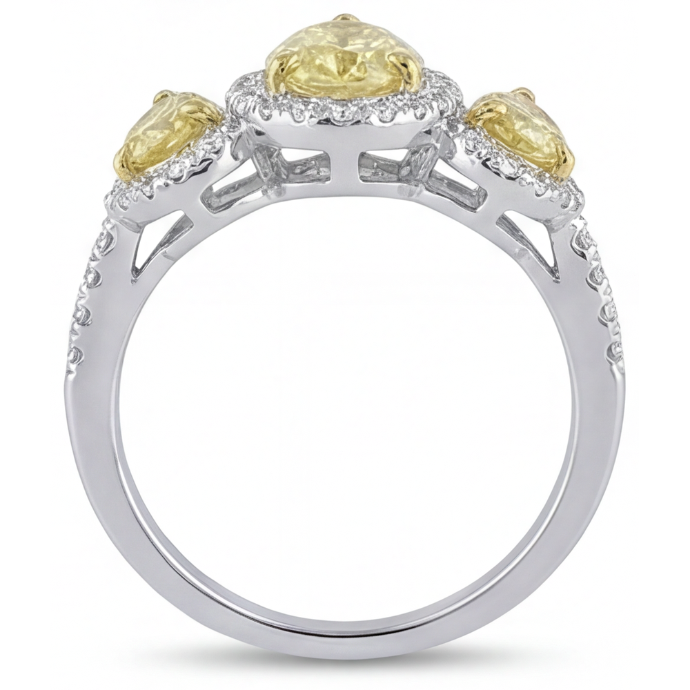 Fancy Yellow Diamond Ring 1.5-ct 14K Two Tone Gold – top view