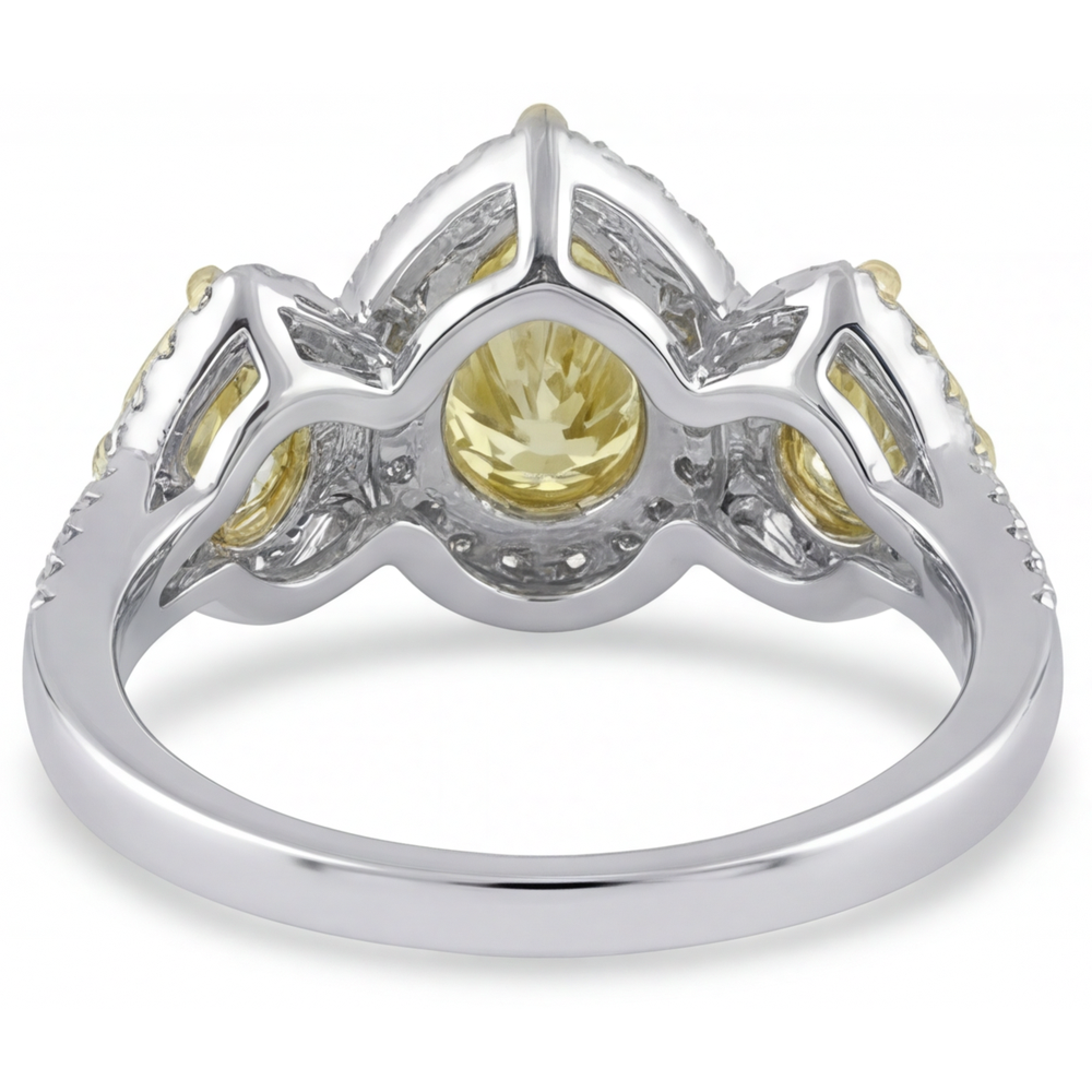 Fancy Yellow Diamond Ring 1.5-ct 14K Two Tone Gold – back view