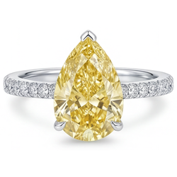 Fancy Yellow Diamond VVS Ring 3 ct in 14K White Gold