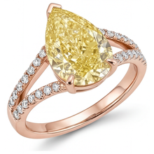 Fancy Yellow Diamond Solitaire with Side Stones 2.50-ct 14K Rose Gold – front view