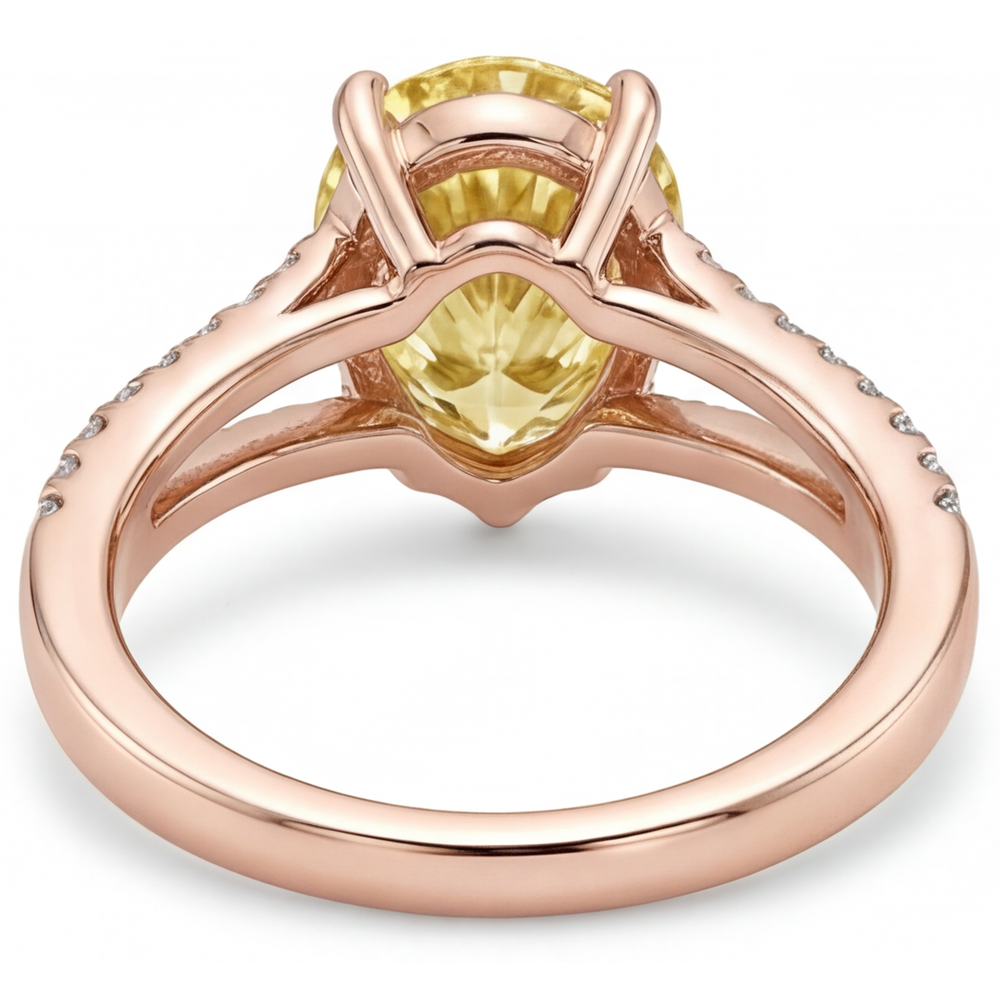Luxurious Fancy Yellow Diamond Solitaire with Side Stones 2.50 ct – top view