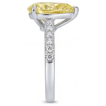 Natural Fancy Yellow Diamond Statement Ring 1.75 ct Two-Tone 14K Gold – top view