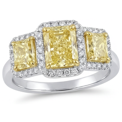 14K Two Tone Gold VVS Clarity Fancy Yellow Diamond Statement