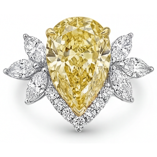 Authentic Fancy Yellow Diamond Statement Ring – front view