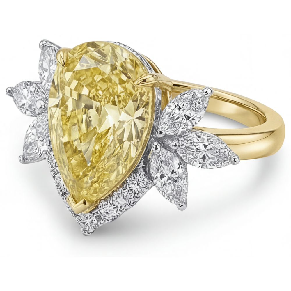 Authentic Fancy Yellow Diamond Statement Ring – side view