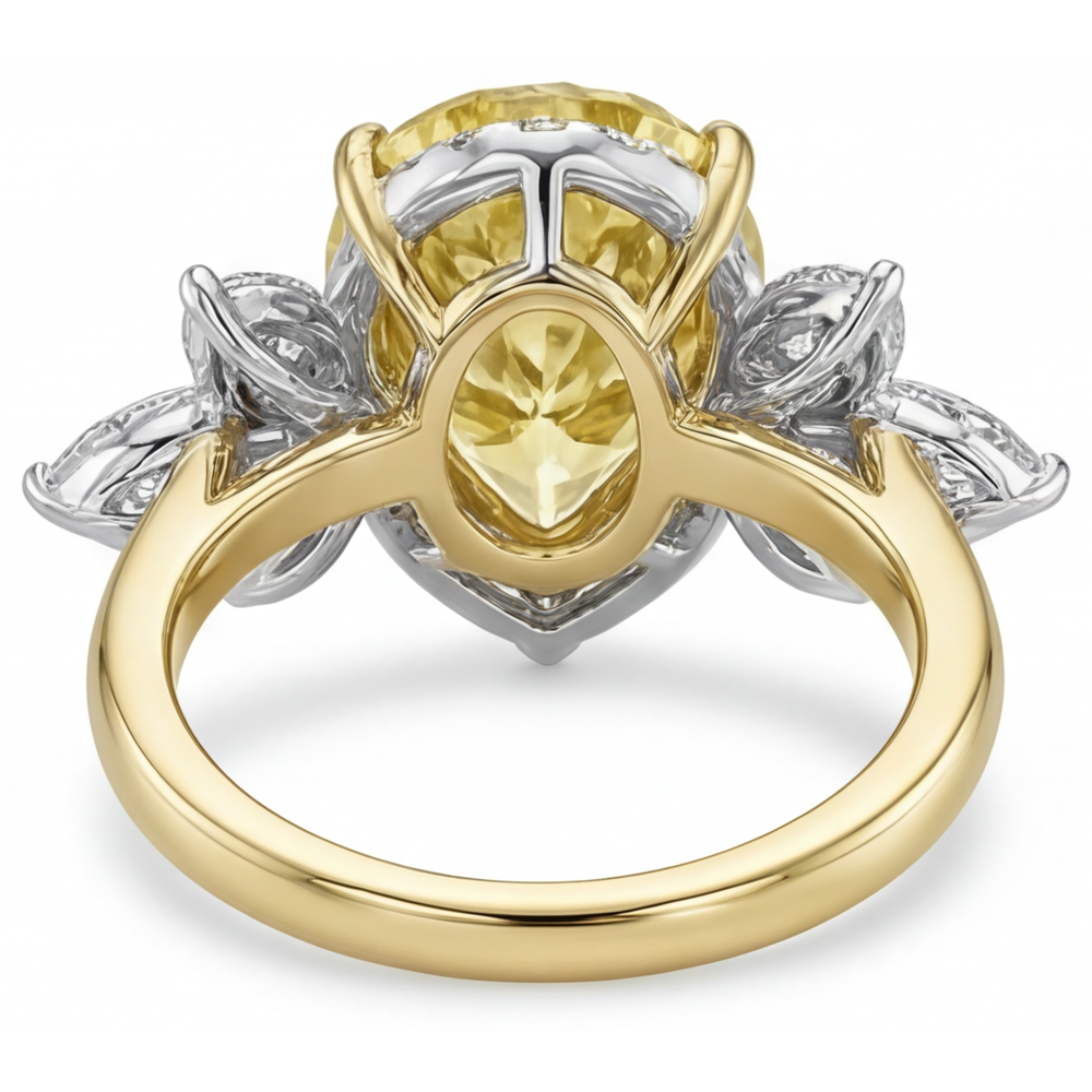 Statement Ring 14K Two Tone Gold with Fancy Yellow Diamond – back view
