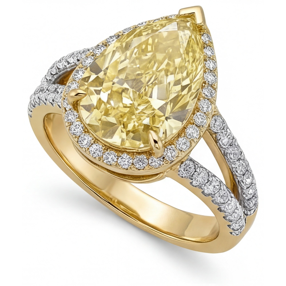Luxury Fancy Yellow Diamond Statement Ring 4.25 ct – side view