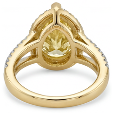 Fancy Yellow Diamond Pear Cut Statement Ring in 14K Two Tone Gold – back view