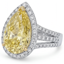 Authentic Fancy Yellow Diamond Statement Ring 4 ct Two-Tone 14K Gold – side view