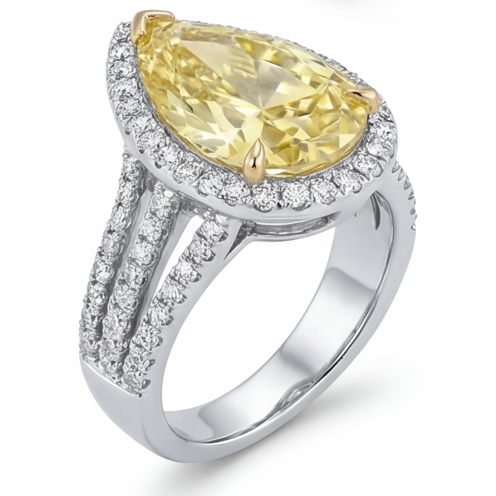 Authentic Fancy Yellow Diamond Statement Ring – back view