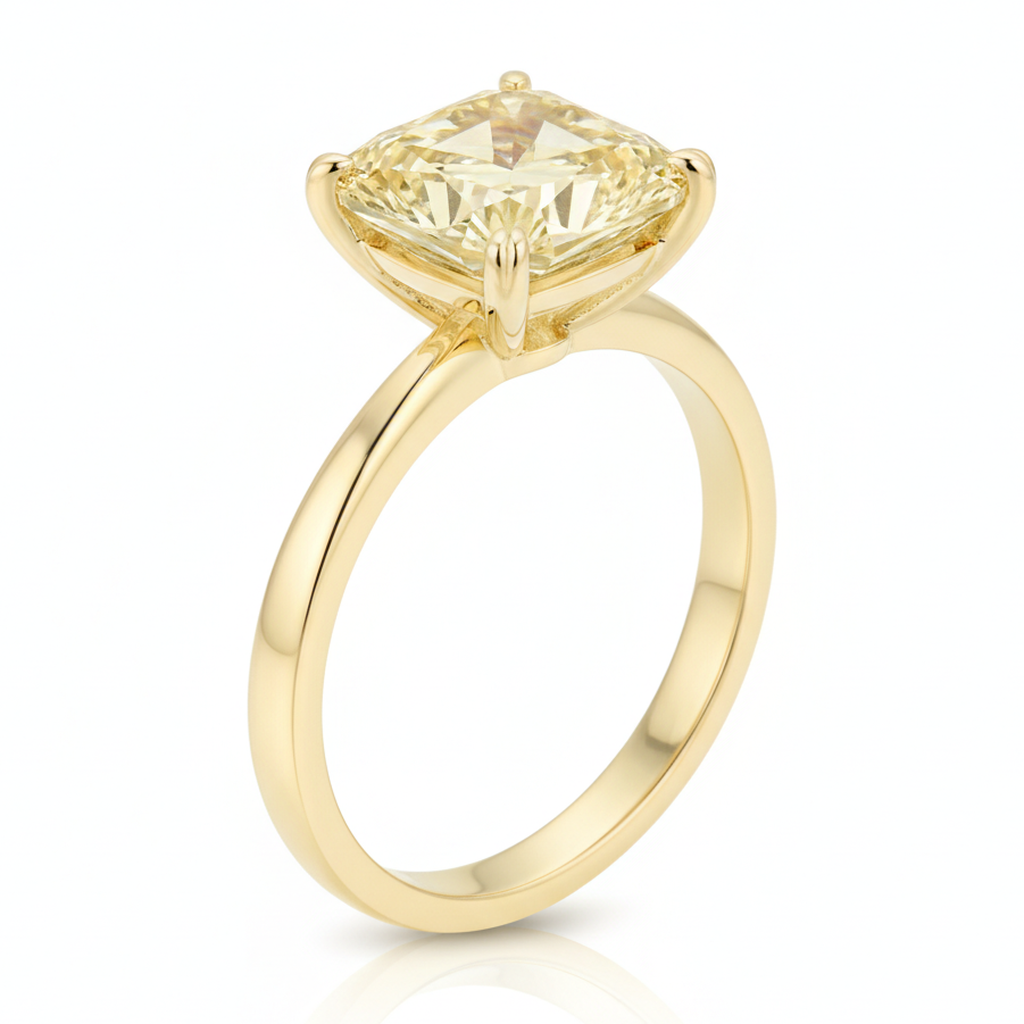 Yellow Gemstone Engagement Ring 2.17 Carat Natural Radiant Fancy Diamond Solitaire 18K Gold