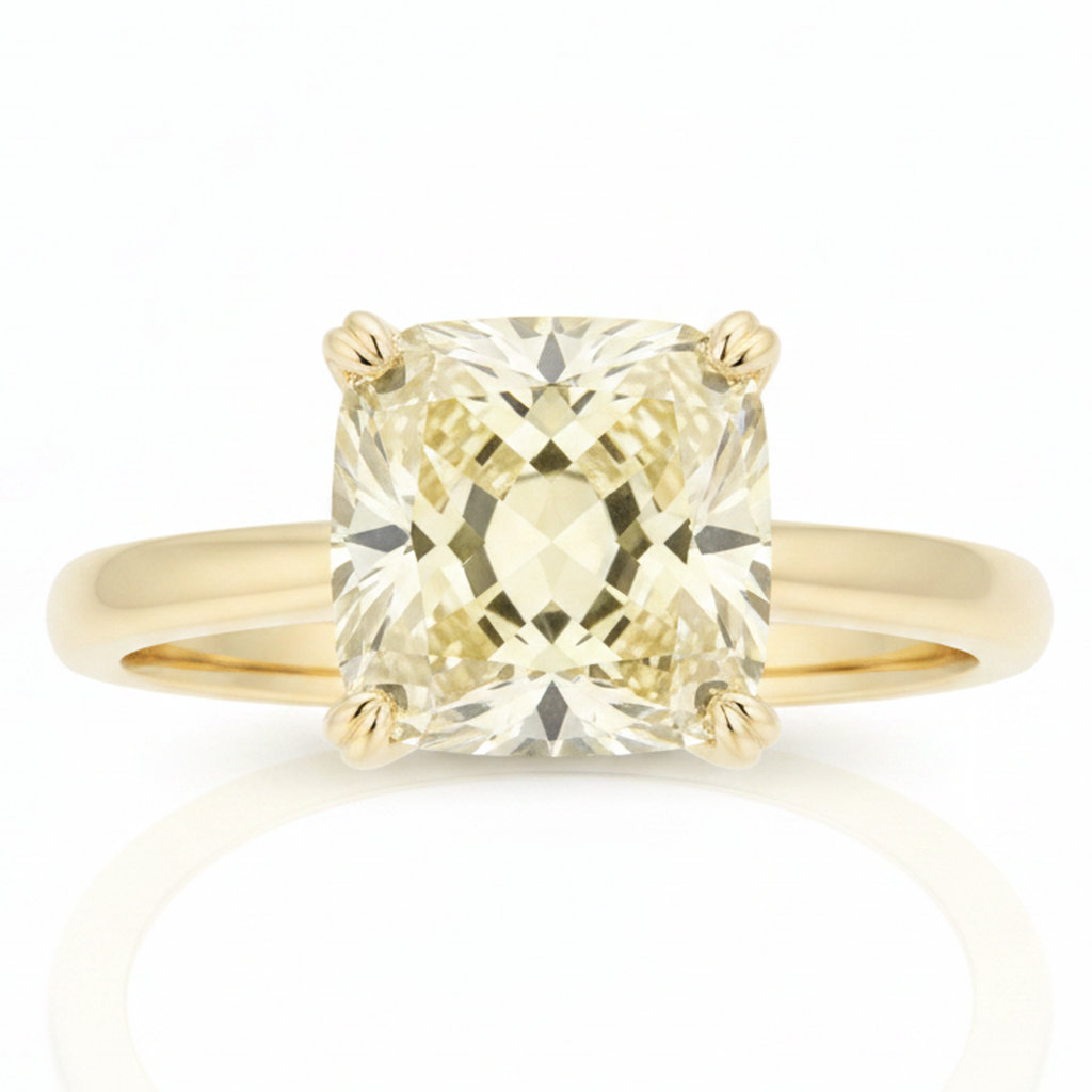 Yellow Gemstone Engagement Ring 2.17 Carat Natural Radiant Fancy Diamond Solitaire 18K Gold
