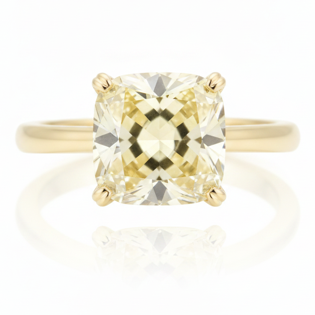 Yellow Gemstone Engagement Ring 2.17 Carat Natural Radiant Fancy Diamond Solitaire 18K Gold