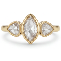 Fine Diamond 3-Stone Ring – Antique Rose Cut 1.75 ct 14 Karat