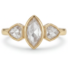Fine Diamond Marquise 3-Stone Ring in 14 Karat Yellow Gold – main view