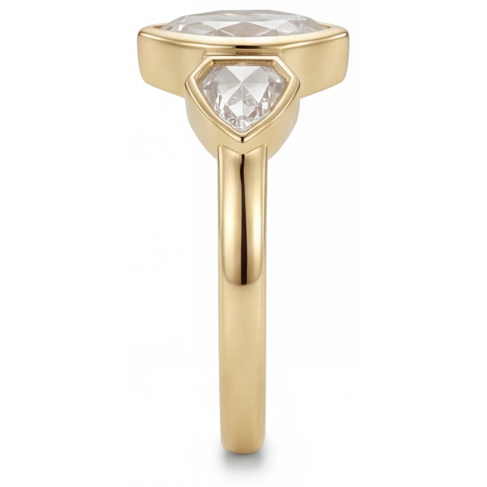 Natural Fine Diamond 3-Stone Ring – angle view