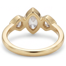 Fine Diamond Marquise 3-Stone Ring in 14 Karat Yellow Gold – profile view