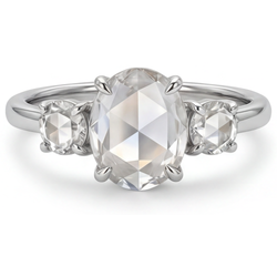 Radiant 3-Stone Ring with Rose Cut Fine Diamond – 2.75 ct