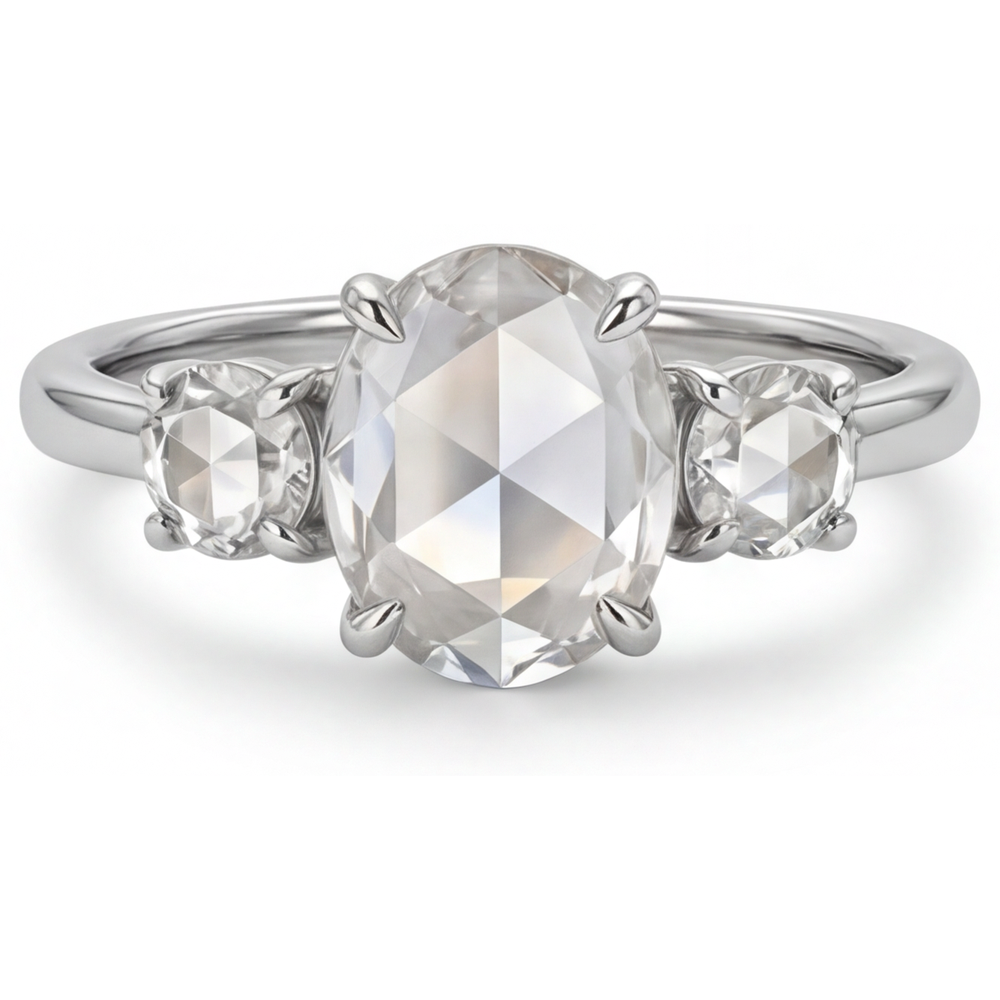 Oval Cut Fine Diamond ring in 14K White Gold – main view