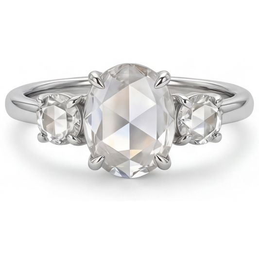 Oval Cut Fine Diamond ring in 14K White Gold – main view