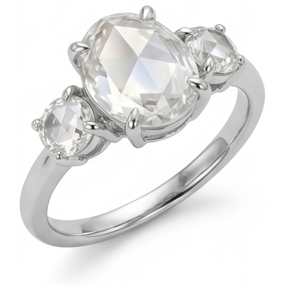 3-Stone Ring 14K White Gold with Fine Diamond – front view