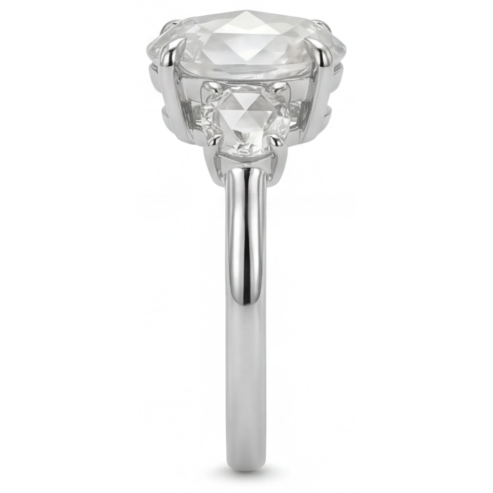 3-Stone Ring 14K White Gold with Fine Diamond – angle view