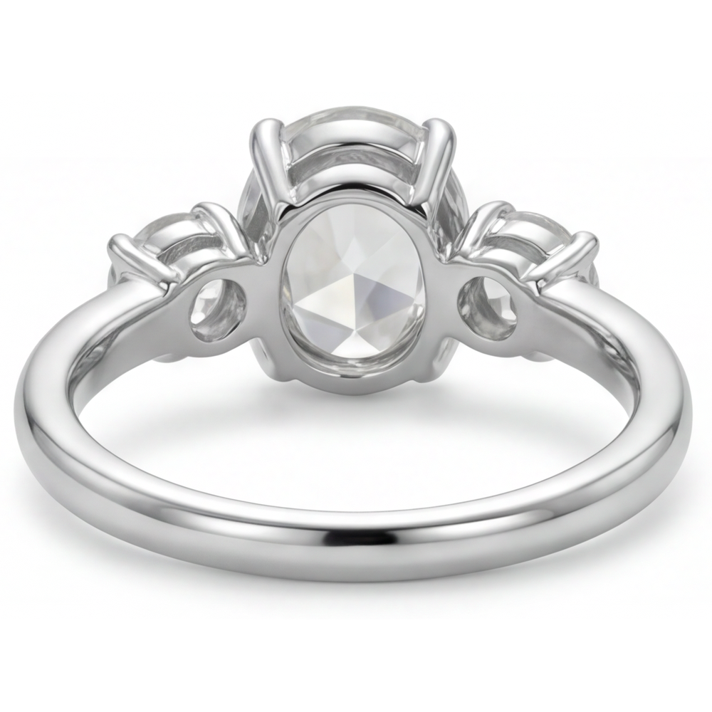 Oval Cut Fine Diamond ring in 14K White Gold – profile view