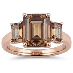 14 Karat Rose Gold Champagne Desert Diamond Fine Diamond 3-Stone
