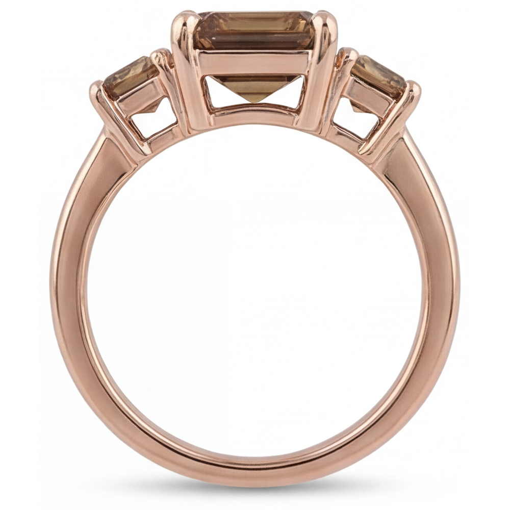 Authentic Fine Diamond 3-Stone Ring – side view