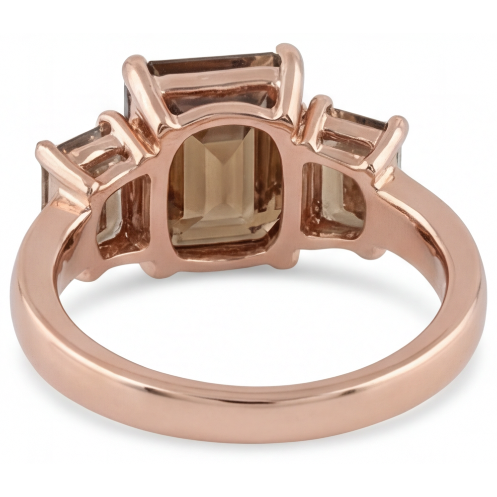 3-Stone Ring 14 Karat Rose Gold with Fine Diamond – angle view