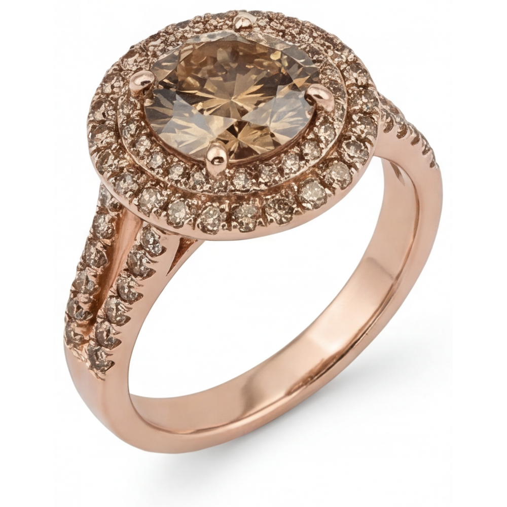 Bridal Ring 14 Karat Rose Gold with Fine Diamond – angle view