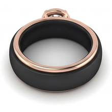 Round Brilliant Fine Diamond ring in 14K Two Tone Gold – profile view