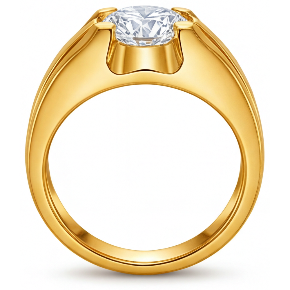 Fine Diamond Gentleman's Ring 2-ct 24K Yellow Gold – side view