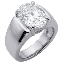Fine Diamond Oval Gentleman's Ring in 14K White Gold – main view