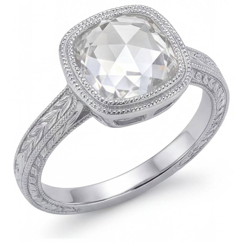 Fine Diamond Halo Ring 3.25-ct 14K White Gold – front view