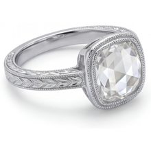Fine Diamond Cushion Cut Halo Ring in 14K White Gold – side view