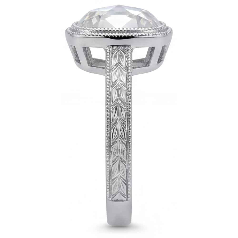 Fine Diamond Halo Ring 3.25-ct 14K White Gold – profile view
