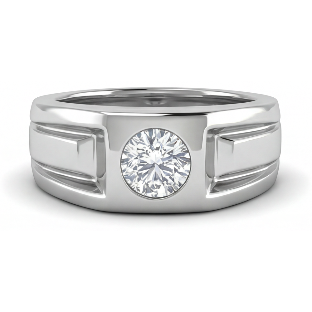 Genuine Fine Diamond Men's Ring 2 ct 14K White Gold – main view