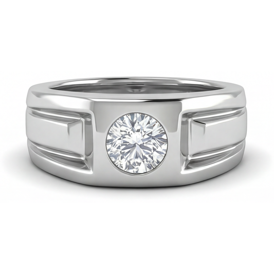 Genuine Fine Diamond Men's Ring 2 ct 14K White Gold – main view