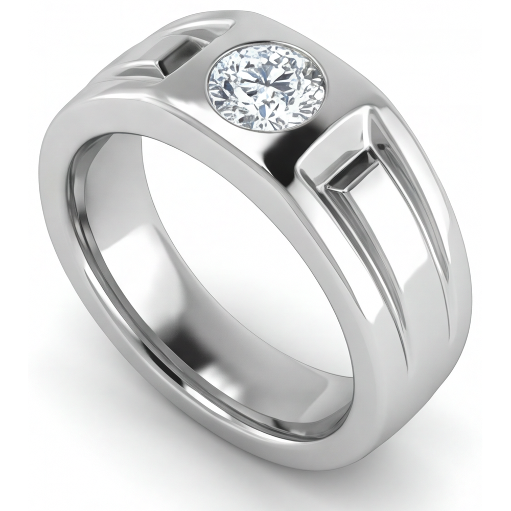 Fine Diamond Men's Ring 2-ct 14K White Gold – front view