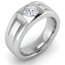 Fine Diamond Round Cut Men's Ring in 14K White Gold – angle view