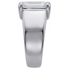 Fine Diamond Step Cut Men's Ring in 14K White Gold – profile view