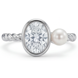 14K White Gold Fine Diamond Single Stone Ring – 1.50-ct Oval